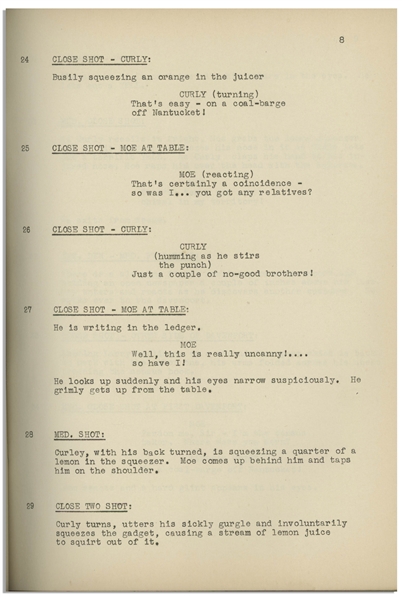 Moe Howard's 30pp. Script Dated May 1940 for The Three Stooges Film ''No Census, No Feeling'' -- Slight Dampstaining, Else Very Good